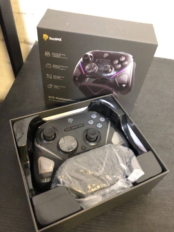 Photo 1 of EasySMX D10 Wireless Game Controller – TMR Anti-Drift Joysticks, Dual-Mode Triggers, 1000Hz Polling, Mechanical Buttons, RGB – Bluetooth Gamepad for PC/Switch/Switch2/iOS/Android with Charging Dock