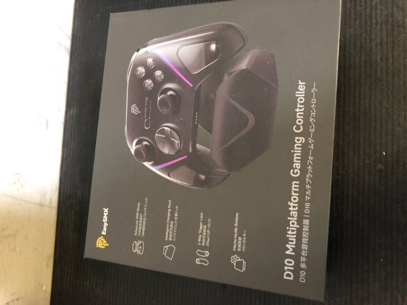 Photo 1 of EasySMX D10 Wireless Game Controller – TMR Anti-Drift Joysticks, Dual-Mode Triggers, 1000Hz Polling, Mechanical Buttons, RGB – Bluetooth Gamepad for PC/Switch/Switch2/iOS/Android with Charging Dock
