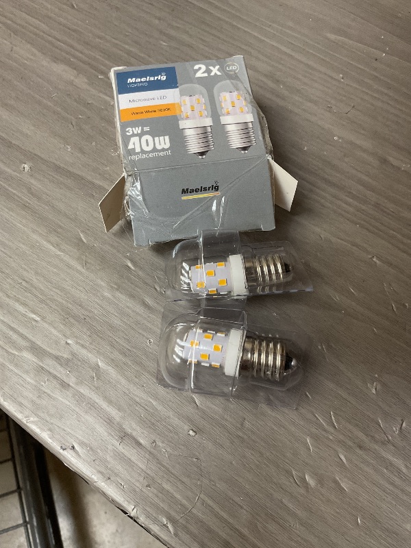 Photo 1 of Maelsrlg LED Microwave Light Bulbs Under Hood 40W Equivalent, E17 LED Bulb Dimmable for Range Hood, 3W 380 Lumens, LED Appliance Light Bulb Over Stove, Warm White 3000K, 2 Pack