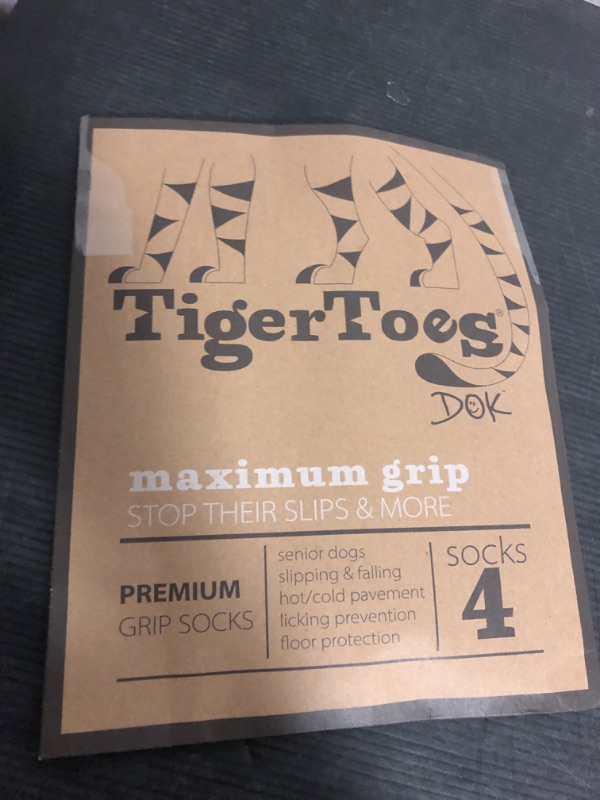 Photo 1 of DOK TigerToes Premium Non-Slip Dog Socks for Hardwood Floors - Extra-Thick Grip That Works Even When Twisted - Prevents Licking, Slipping, and Great for Dog Paw Protection (Cool Caramel, Medium)