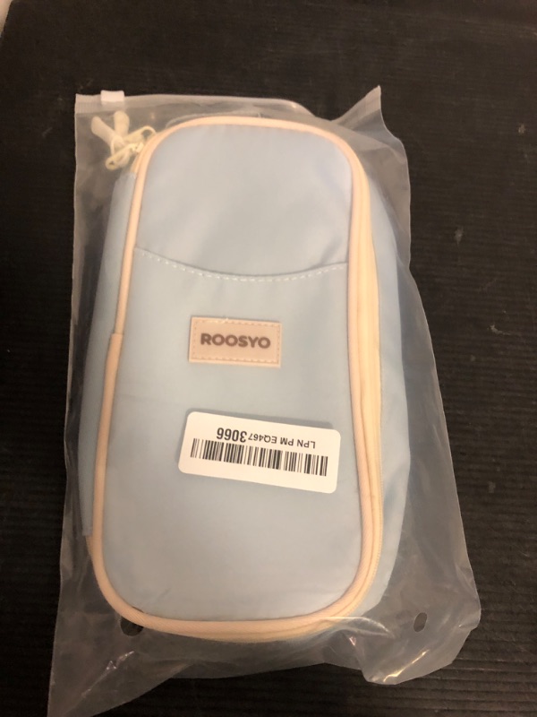 Photo 1 of Roosyo Aesthetic Pencil Case Pouch with Zipper – Large Capacity Organizer Bag for School Supplies, Pens, Pencils, Markers – Cute Small Storage Box for Kids, Girls, Teens & College, Blue