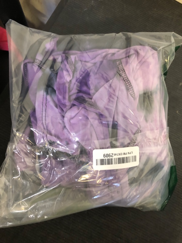 Photo 1 of CARCOS 2 Piece Outfits for Women Summer Plus Size Shorts Set 4X Tie Dye Purple Black Shirts V Neck Short Sleeve Tracksuits Sets Vacation Beach Outfits Lounge Set with Pocket 4XL 24W 26W