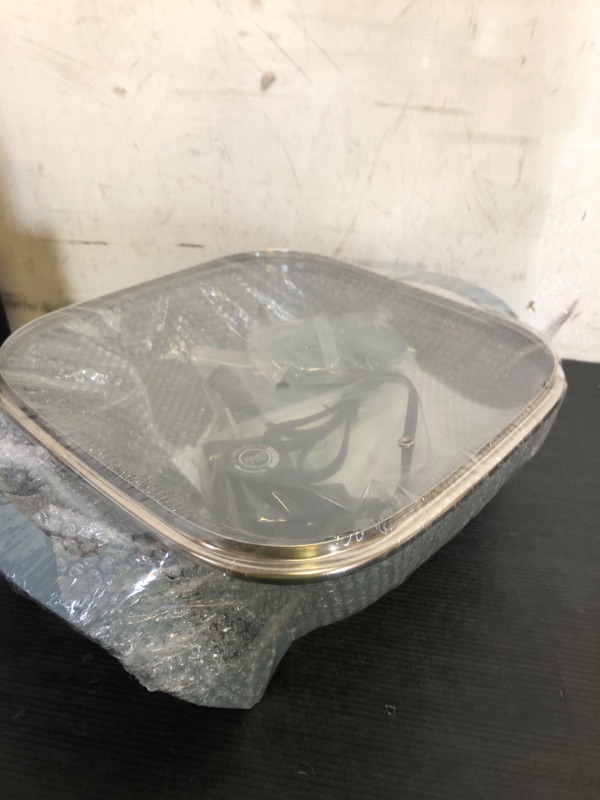 Photo 1 of COOK WITH COLOR Electric Skillet - 12" x 12" Ceramic Nonstick Pan, PFAS-Free, 1400W, Tempered Glass Lid, Variable Temperature, Removable Heating Probe, Cool-Touch Handles, Slate Blue
