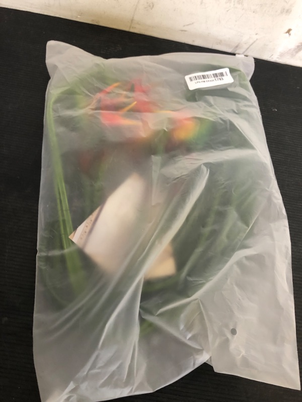 Photo 1 of Artificial Bird of Paradise Flowers Real Touch 24'in Long Stem Flower 4 Pcs, with Bird of Paradise Leaves 28'in Long Stem Greenery Plants 2 Pcs,for Home Garden Wedding Party Decor (Orange 6 Stems)