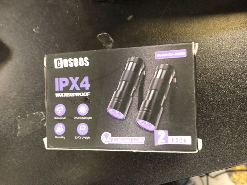 Photo 1 of COSOOS 2 Pack UV Flashlight, 12 LED Handheld Blacklight Flashlight 395nm Mini Light Torch Detector for Dog Pet Urine Stains, Bed Bugs and Scorpions. (Batteries not Included)
