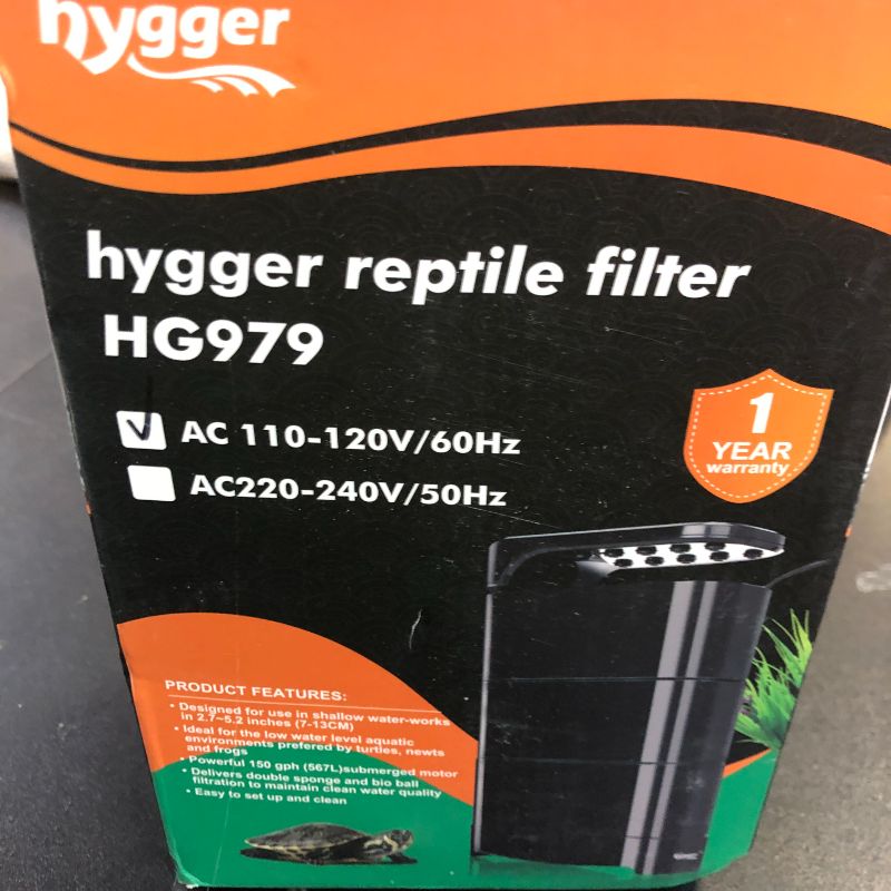 Photo 1 of hygger 150GPH Turtle Filter with 2 Sponges Bio Ball, 3-in-1 Water Circulation Draining Bio Filtration Amphibian Tank Filter 5 to 35 Gallon for Reptile Frog