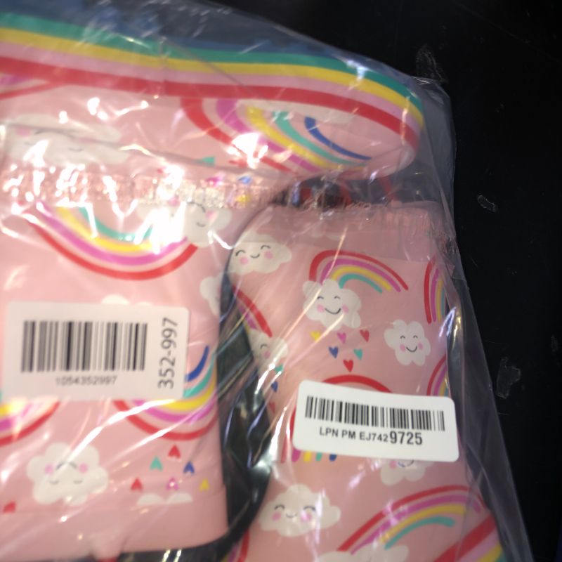 Photo 1 of K KomForme Kids Rain Boots Waterproof Printed Rubber boots with Handles, Size 9 Toddler, Rainbow Cloud