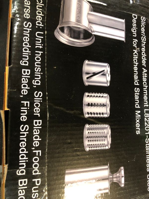 Photo 1 of FavorKit Slicer Shredder Attachment for KitchenAid Mixers, Stainless Steel Cheese Grater Salad Maker Accessories with 3 Cutting Blades,Dishwasher Safe!