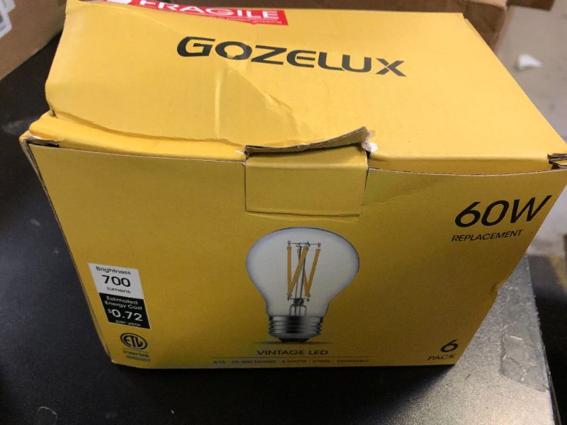 Photo 1 of Gozelux A15 LED Bulbs - Vintage Edison Bulbs, Dimmable, Clear Glass, E26 Medium Base, 6W (60W Equivalent), 2700K Warm White, 700LM, for Ceiling Fans, Appliances, Refrigerator Lights - 6 Pack