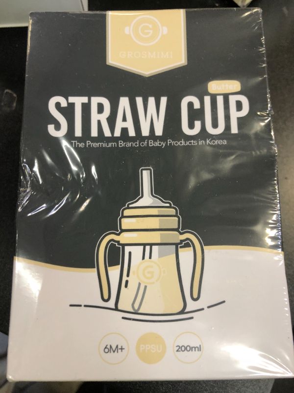 Photo 1 of GROSMIMI Spill Proof no Spill Magic Sippy Cup with Straw with Handle for Baby and Toddlers, Customizable, PPSU, BPA Free 6 oz (Butter)