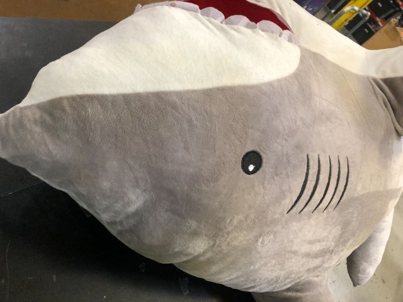 Photo 1 of MorisMos 51inch Giant Shark Stuffed Animal, Large Shark Plush Toy Pillow Gift for Kids, Girlfriend, Gray