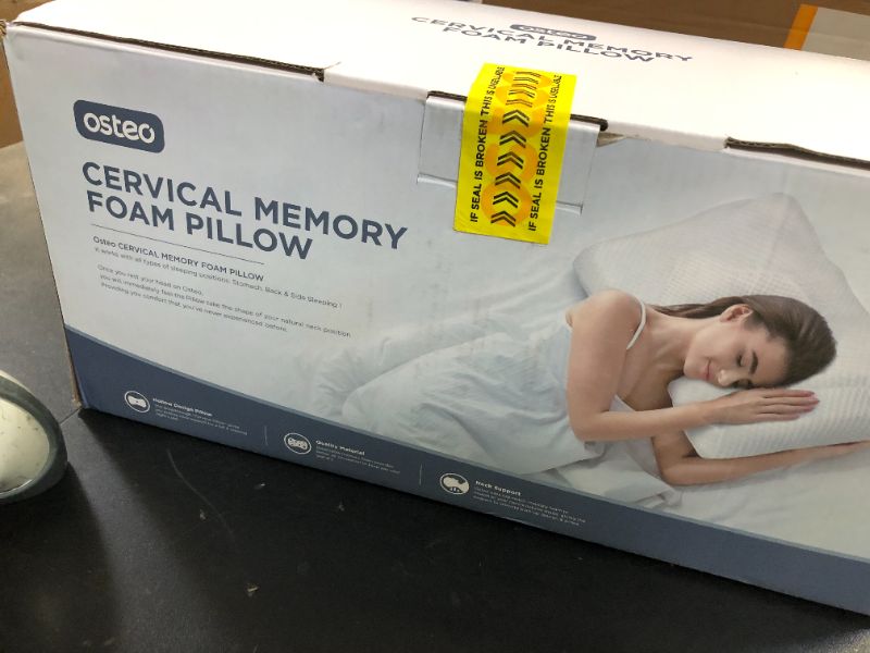 Photo 1 of Osteo Cervical Pillow for Neck Pain Relief, Hollow Design Odorless Memory Foam Pillows with Cooling Case, Adjustable Orthopedic Bed Pillow for Sleeping, Support for Side Back Sleepers