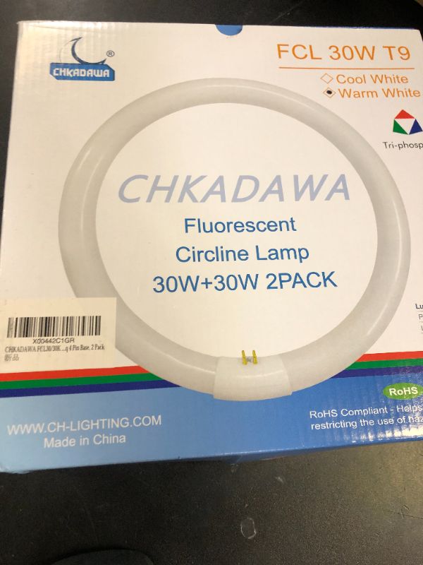 Photo 1 of CHKADAWA FCL30/30K Circular Fluorescent Light Bulbs T9 9 inch 30 Watts, Round FCL30EX-L 27K Circline Light Bulb FC9T9/KB 30W 830 3000K, 32030 WW Warm White, G10q 4 Pin Base, 2 Pack