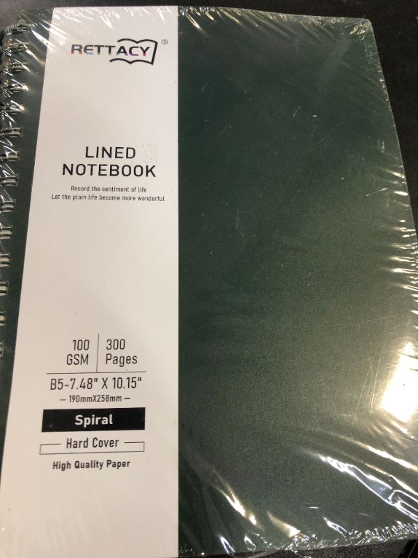 Photo 1 of RETTACY Spiral College Ruled Notebook, 300 Pages, B5 Medium Size (7.4" x 10"), for School, Work, Writing, Journaling, 100 GSM Thick Paper, Flexible Plastic Cover (Deep Green)
