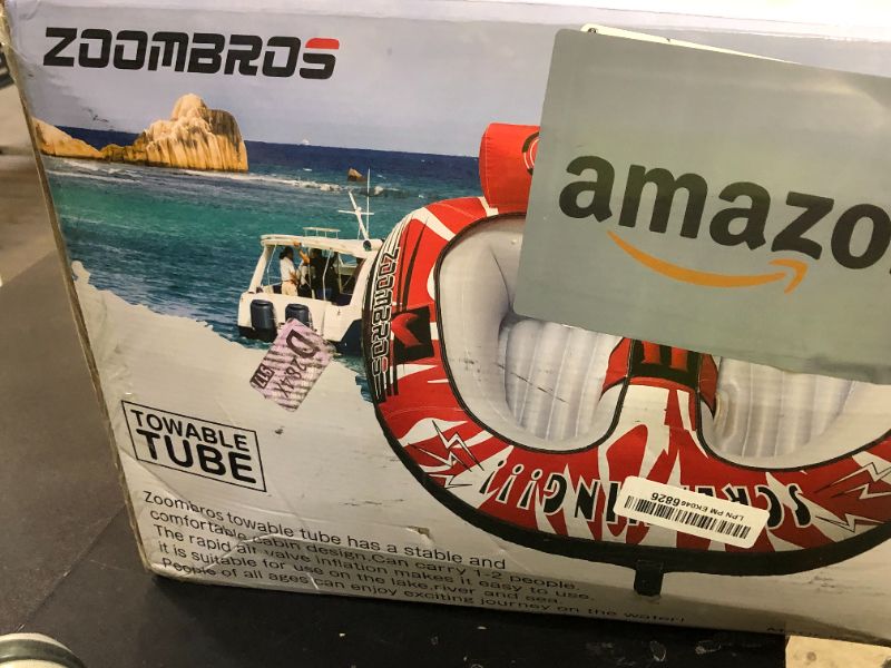 Photo 1 of ZOOMBROS Towable Tubes for Boating 2 Person, Water Tubes for Boats to Pull, Safety Inflatable Boat Tubes and Towables, Water Sport Towables with Drainage, Quick Connector, Large Capacity