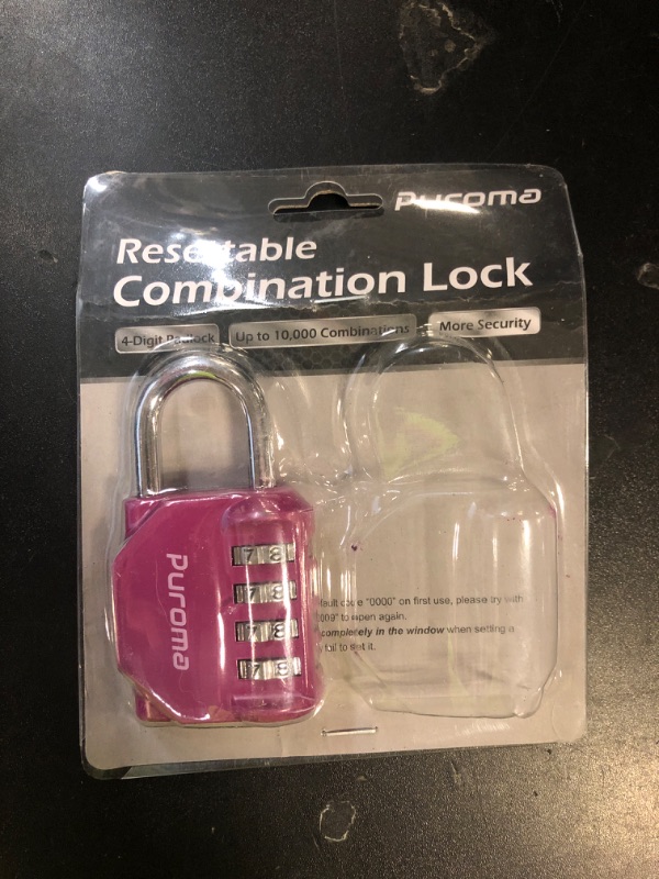 Photo 1 of Puroma 1 Pack Combination Lock for Locker 4 Digit Outdoor Waterproof Padlock for School, Gym, Sports, Fence, Toolbox, Gate, Case, Outdoor, Hasp Storage (Red-Violet)
