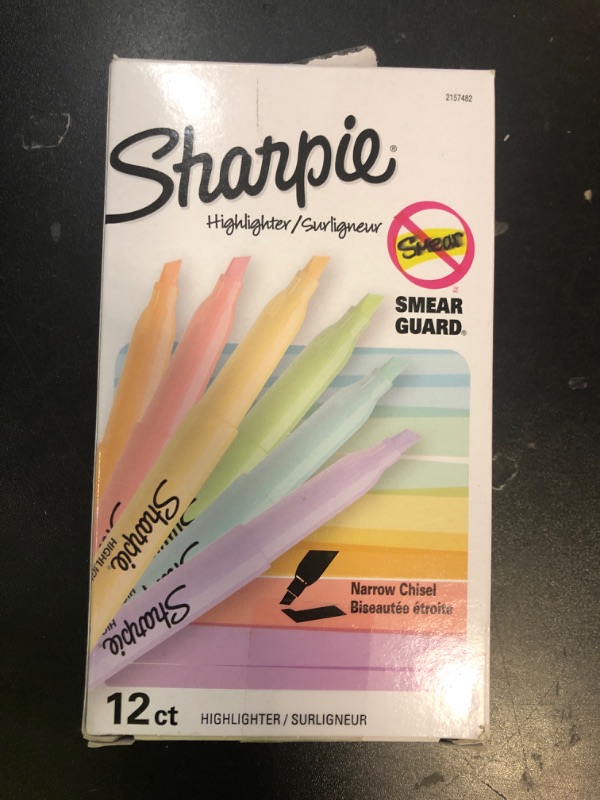 Photo 1 of Sharpie Pocket Highlighters, Mild Pastel Colors, Assorted, Chisel Tip, 12 Count - School, Home, and Office Use, Teacher Supplies
