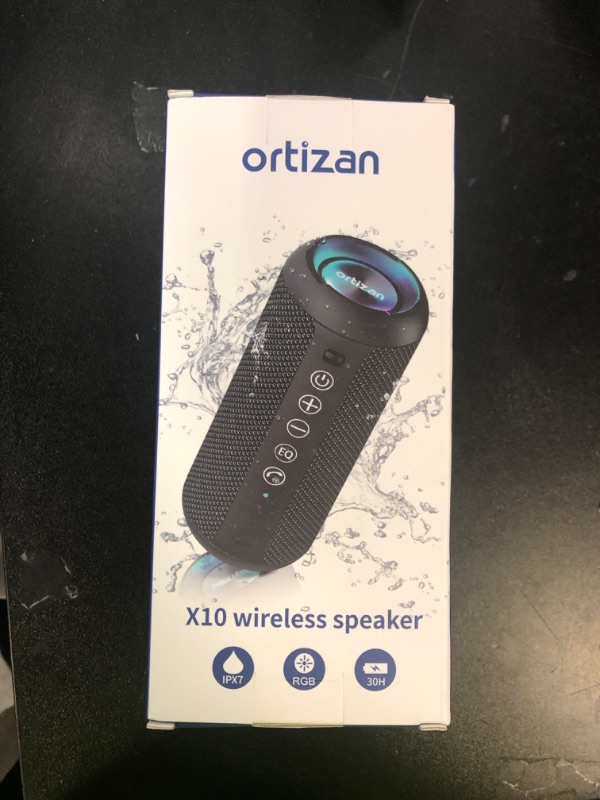 Photo 1 of Ortizan Portable Bluetooth Speaker: IPX7 Waterproof, 24W Loud Sound, Deep Bass, Bluetooth 5.3, LED Lights, Wireless Stereo Pairing, 30H Playtime, for Home/Outdoor/Party/Beach, Birthday Gift (Black)