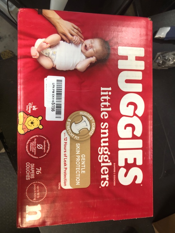 Photo 1 of Huggies Newborn Diapers, Little Snugglers Diapers, Size Newborn (up to 10 lbs), 76 Count