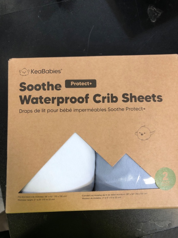 Photo 1 of 2-Pack Waterproof Crib Sheets for Girl, Boy - Organic Cotton 52X28 Fitted Crib Sheets Neutral,Crib Mattress Protector Sheets,Soft Toddler Bed Sheets,Washable Infant Fitted Baby Crib Sheets (Blue Flax)