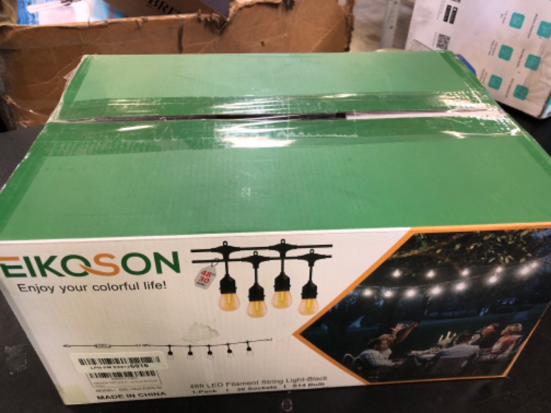 Photo 1 of EIKOSON 50FT Outdoor String Lights Waterproof with 30+2 Bulbs(?.??? ?????? ???????), Remote & Dimmer, Commercial Grade Patio Lights with 3 Mode Light & Timing,100PC Ties for Outside