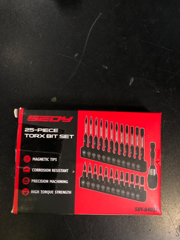 Photo 1 of 25-Piece Torx Bit Set, 1''&2.5'' Security Tamper Proof Torx Impact Screwdriver Bits, T5-T40 CNC Machined Magnetic Tips, S2 Steel Star Bit, High Torque Strength Precision Tools with Storage Box