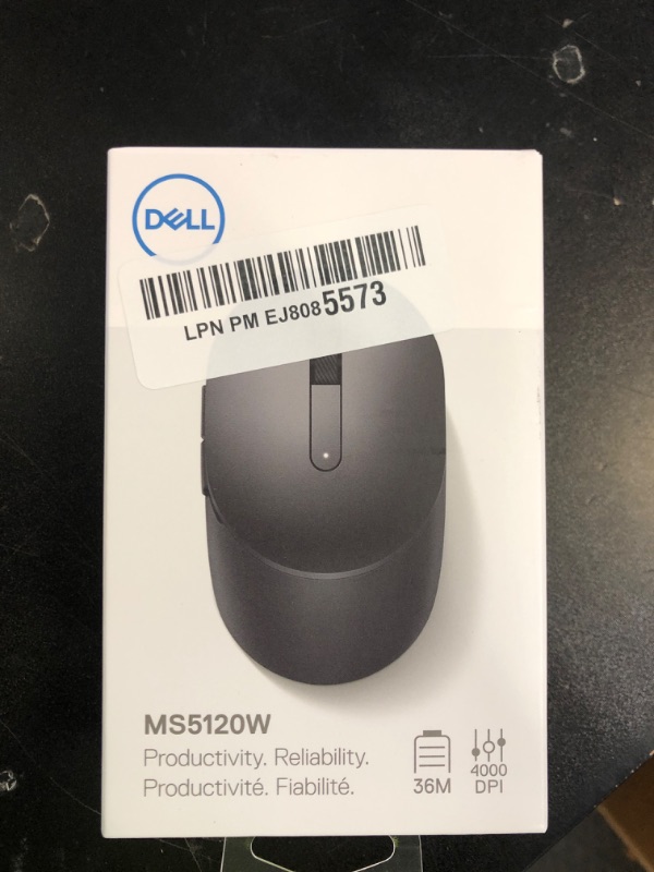 Photo 1 of Dell MS5120W Mobile Pro Wireless Mouse – Wireless 2.4GHz, Bluetooth 5.0, Microsoft Swift Pair/Dell Pair (Windows 10 & 11 only), Optical LED Sensor - Black