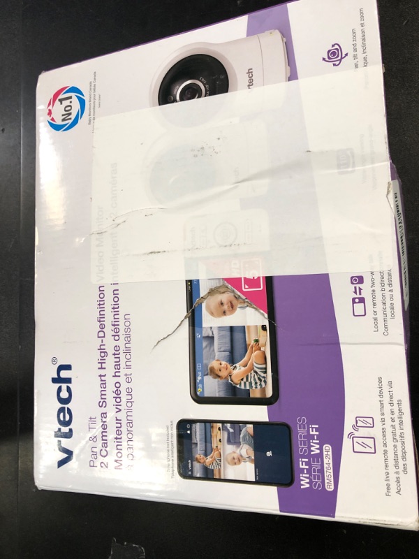 Photo 1 of VTech RM5764-2HD 1080p Smart WiFi Remote Access 2 Camera BabyMonitor, 360° Pan & Tilt, 5" 720p HD Display, Night Vision, Soothing Sounds, 2-Way Talk, Temperature & Motion Detection, iOS & Android