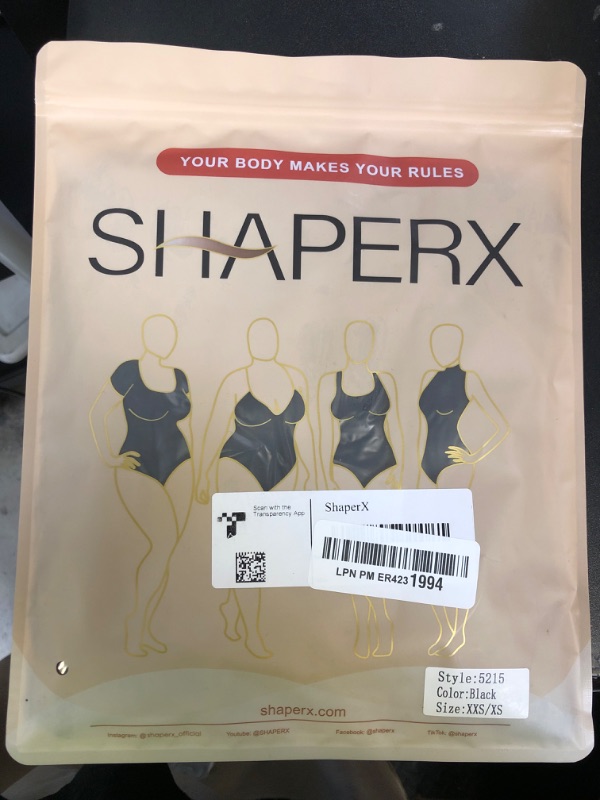 Photo 1 of SHAPERX Women's Shapewear Bodysuit Tummy Control Body Shaper Seamless Sculpting Snatched Waist Body Suit,SZ5215-Black-XXS/XS(One piece)