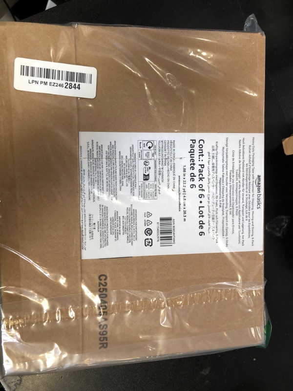 Photo 1 of Amazon Basics Heavy Duty Packaging Tape with Dispenser for Shipping, Moving and Storing, 1.88" x 22.2 yds, 6-Pack, 4.33 x 2.64 x 2.36 in