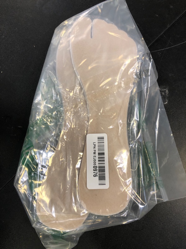 Photo 1 of 2 Pairs Pigskin Flip Flop Insoles Anti-Slip and Pain Relief, Self Adhesive Cushion Insert for Thong Sandals Arch Support Insoles High Heels Slippers Insoles Blisters, Beige, L Women 8.5-11.5