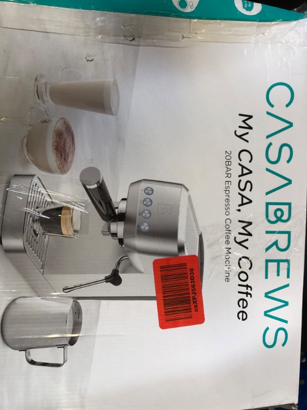 Photo 1 of CASABREWS 3700 Essential Espresso Machine 20 Bar, Stainless Steel Cappuccino & Latte Machine with Steam Frother for Home, 43.9oz Water Tank, Silver