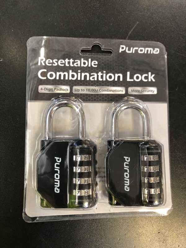 Photo 1 of Puroma 2 Pack Combination Lock for Locker 4 Digit Outdoor Waterproof Padlock for School, Gym, Sports, Fence, Toolbox, Gate, Case, Outdoor, Hasp Storage (Black)