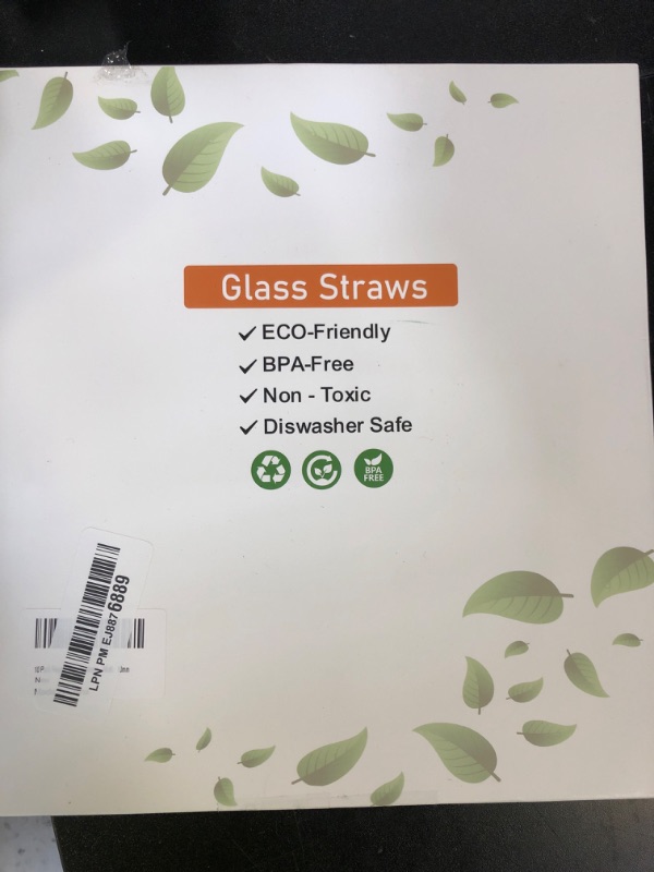 Photo 1 of 10 Pcs Reusable Bent Glass Drinking Straws,9''x10 mm Colorful Glass Straws for Beverages, Shakes, Milk Tea, Juices,Set of 10 Bent with 2 Cleaning Brushes -Shatter Resistant