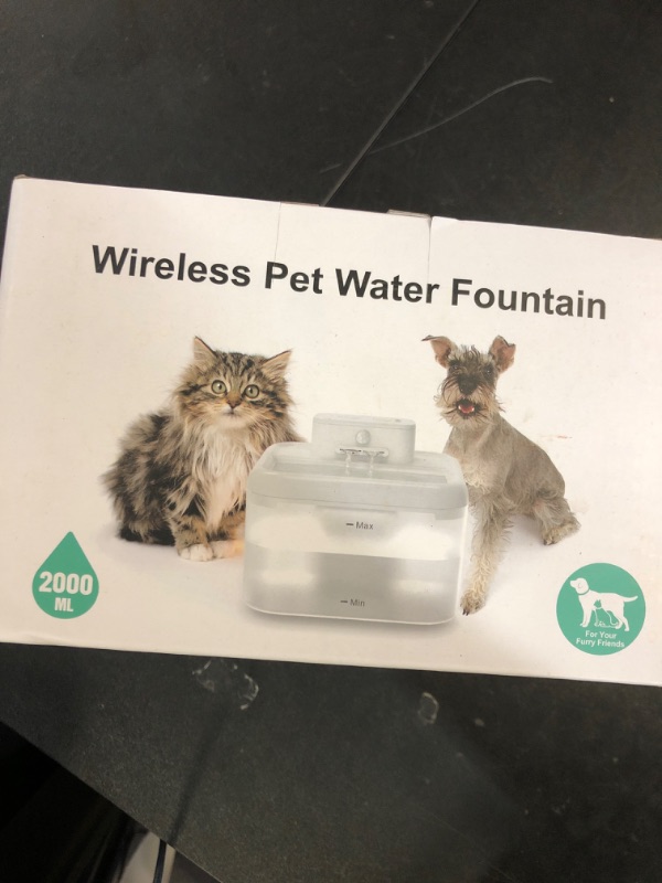 Photo 1 of Cat Water Fountain Cordless, Battery Operated Cat Fountain Indoor, Wireless Automatic Water Dispenser for Cats Drinking with Motion Sensor Multiple Cats and Dogs