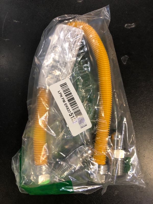 Photo 1 of Gas Connector Kit 18 inch Yellow Coated Stainless Steel, 5/8” OD Flexible Gas Hose Connector for Gas Range, Furnace, Stove, 1/2” MIP x 1/2” MIP Stainless Steel Fittings, 18” Gas Appliance Supply Line