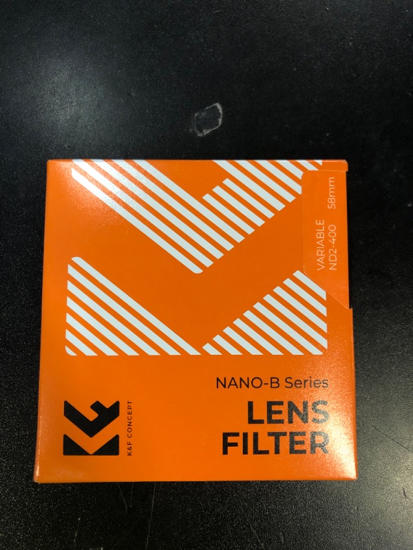 Photo 1 of K&F Concept 58mm Variable ND2-ND400 ND Lens Filter (1-9 Stops) for Camera Lens, Adjustable Neutral Density Filter with Microfiber Cleaning Cloth (B-Series)