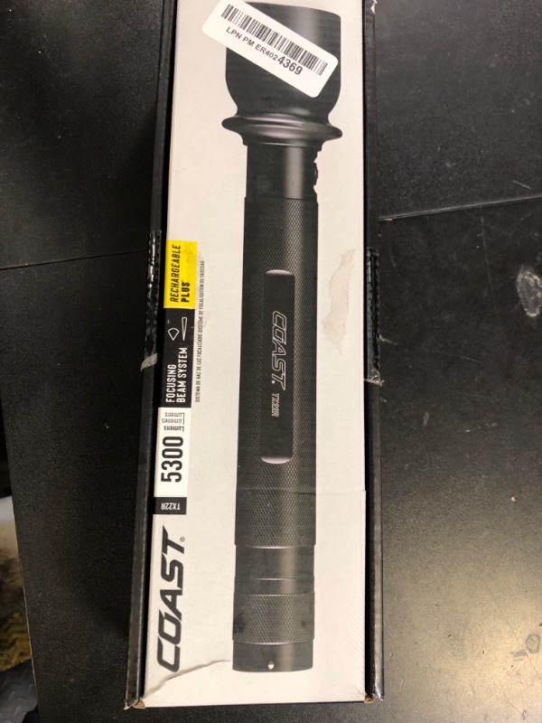 Photo 1 of COAST TX22R 5300 Turbo Lumen Rechargeable Long Range Tactical LED Flashlight with Spot and Flood Beams, Durable Aluminum Build