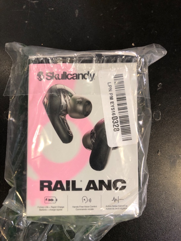 Photo 1 of Skullcandy Rail ANC Wireless Earbuds, Bluetooth Headphones, Active Noise Cancelling, Up to 38 Hours Battery, Microphone for iPhone Android, Customizable via Skull-iQ App - True Black
