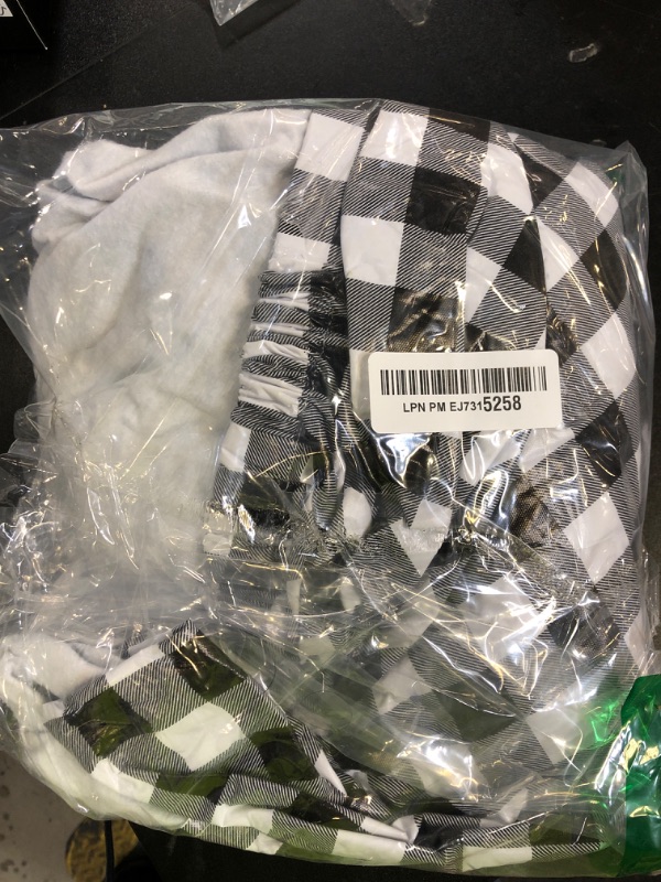 Photo 1 of Sorfey Vinyl Umbrella Picnic Table and Bench Fitted Tablecloth Cover, Checkered Design, Flannel Backed Lining, 30x96 Inch, 3-Piece Set, Black