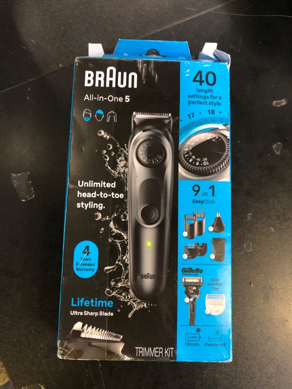 Photo 1 of Braun All-in-One Style Kit Series 5 5470, 9-in-1 Trimmer for Men w/Beard Trimmer, Body Trimmer for Manscaping, Gillette Fusion5 ProGlide Razor, 40 Length Settings, Rechargeable Battery, Cordless