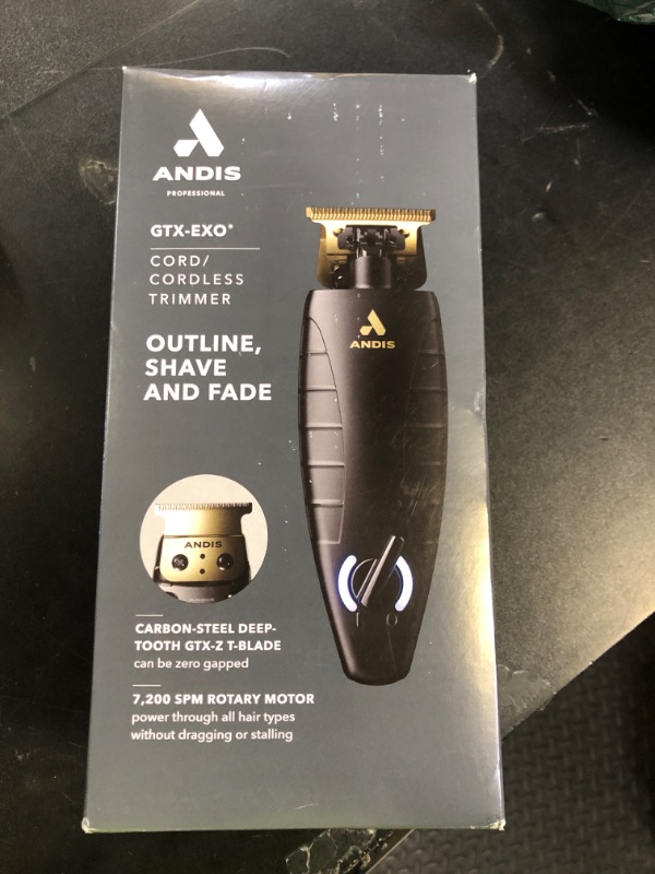 Photo 1 of Andis 74150 GTX-EXO Professional Cord/Cordless Lithium-ion Electric Beard & Hair Trimmer with Charging Stand, Black