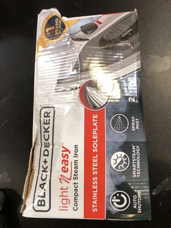 Photo 1 of BLACK+DECKER Light ‘N Easy Compact Steam Iron, IR1020S, Stainless Steel Soleplate, Spray Mist, Anti-Drip, Auto Shutoff