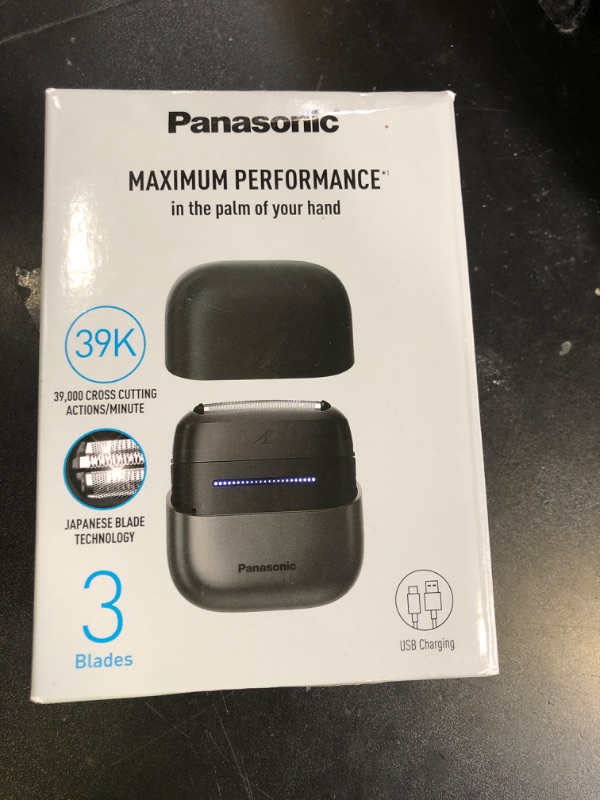 Photo 1 of Panasonic Swipe Right Travel Shaver for Men, Portable Electric Razor with USB-C Charging, 3-Blade Cutting System and Beard Sensor Technology, Wet/Dry Use - ES-CM3A-K