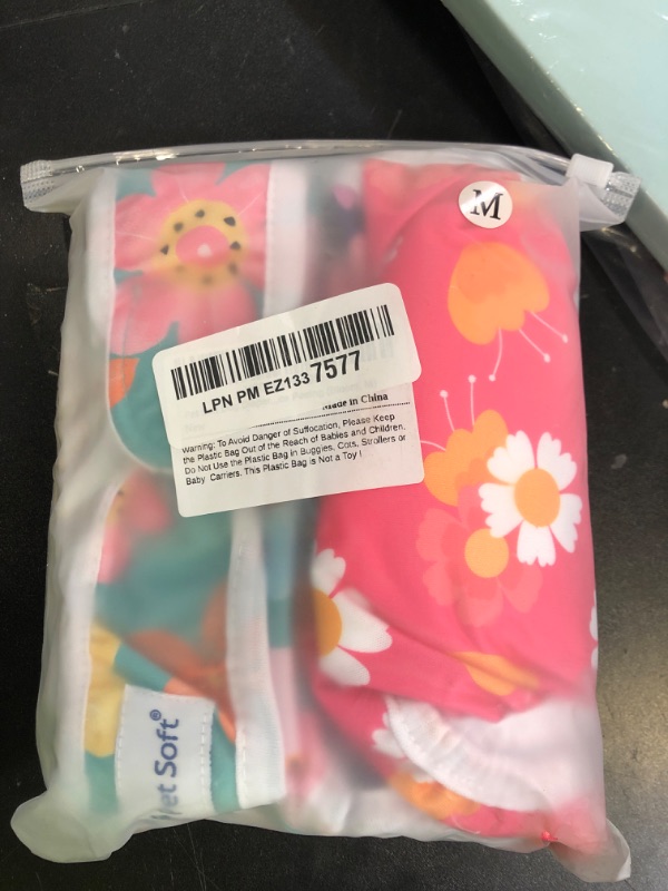 Photo 1 of Pet Soft Dog Diapers Female Washable - Pack of 3 Doggie Diapers for Female Dogs, Strong Absorbent Reusable Doggy Period Diaper, Dog Diaper for Heat & Pet Incontinence Peeing (Bloom, M)