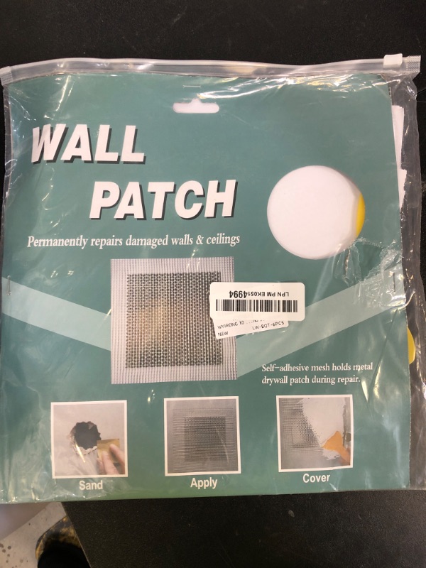 Photo 1 of WYIRONG 10 Pack Drywall Repair Kit for Large Holes, 4/6/8 Inch Dry Wall Patch Kits for Erase a Small Nail Hole, Plaster Wall Patching Self Adhesive Aluminum Mesh with Scraper and Sandpaper