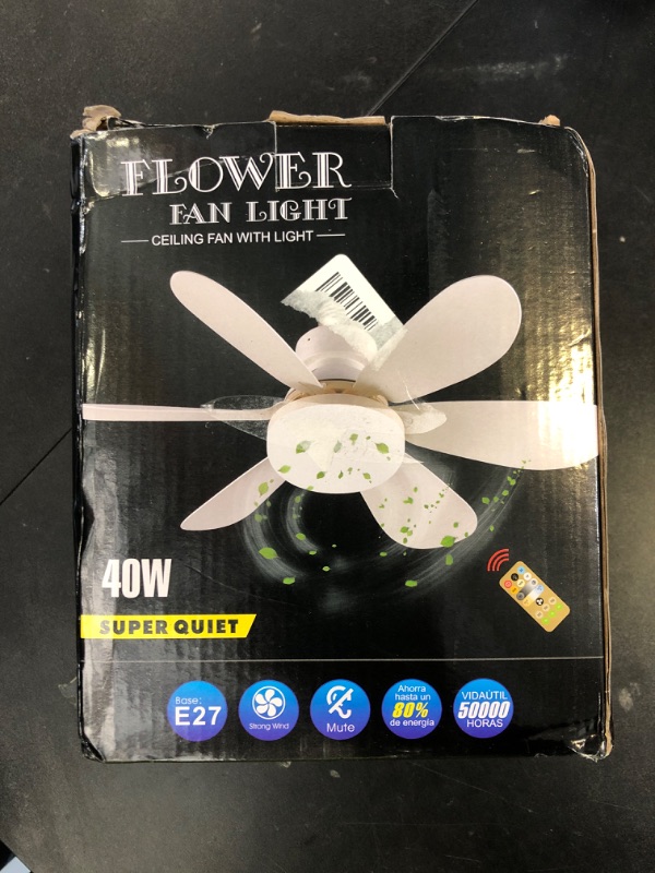 Photo 1 of MIMIRGB Socket Fan Light with Remote,Small Ceiling Fans with Lights,Smart Timing Dimmable 3 Colors,E26 Base Socket Ceiling Fan for Bedroom Living Garage Kitchen?White?