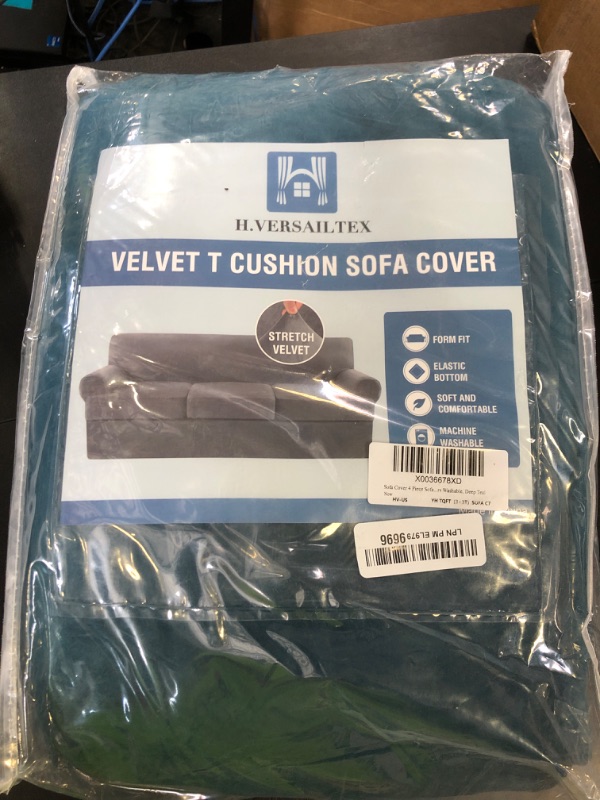 Photo 1 of H.VERSAILTEX Sofa Slipcovers - 4 Piece Thick Velvet Couch Covers for 3 Cushion Couch with 3 Individual T Cushion Covers, Deep Teal