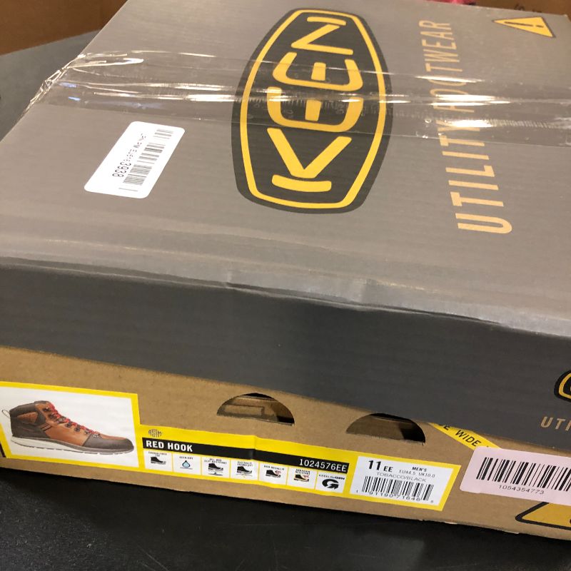 Photo 1 of KEEN Utility Men's Red Hook Mid Height Composite Toe Waterproof Warehouse Work Boots, Tobacco/Black, 11 Wide