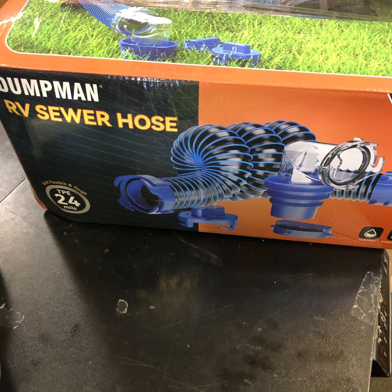 Photo 1 of DUMPMAN RV Sewer Hose 15 FT, Sewer Hose for RV Camper RV, Sewer Hose Kit with Swivel Fitting - Includes 90 Degree Clear View Sewer Adapter, and 2 Storage Caps